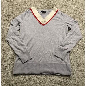 Womens Banana Republic 100% Merino Wool Colorblock V Neck Sweater Academia Small